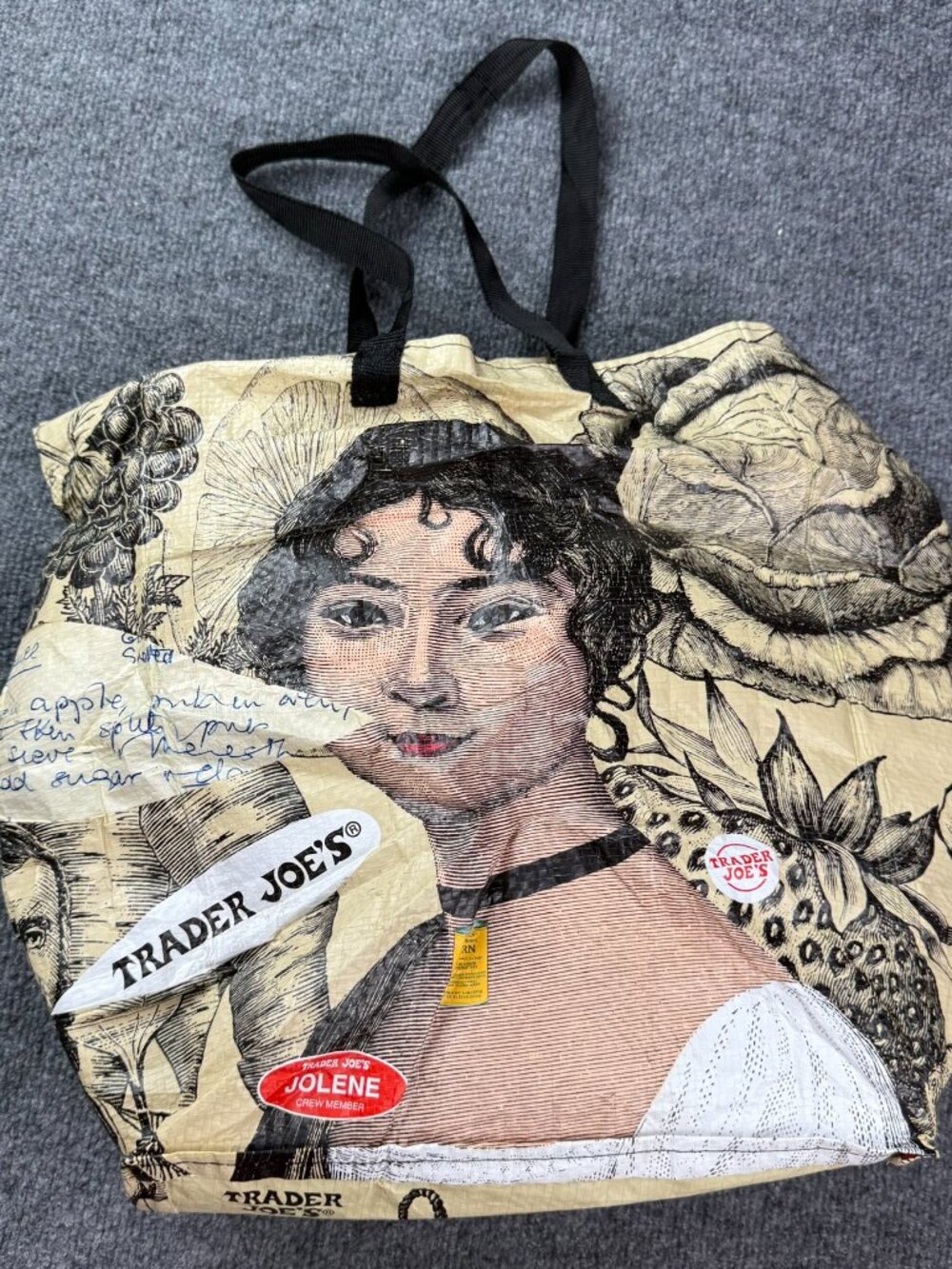 Trader Joe's Vintage Portrait Reusable Shopping Grocery Tote Bag Joni Jolene Art
